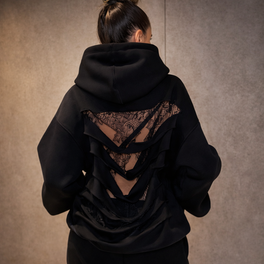 Ripped Lace Web Hoodie