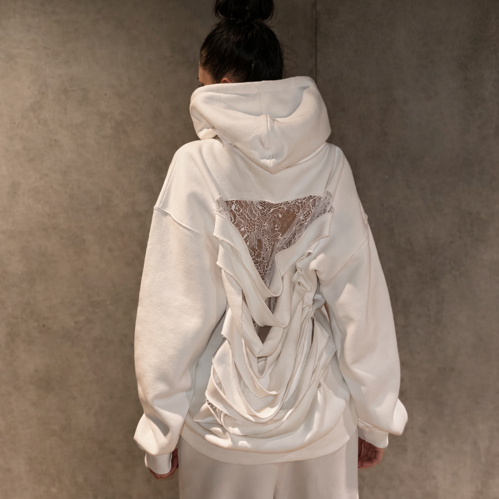 Ripped Lace Web Hoodie